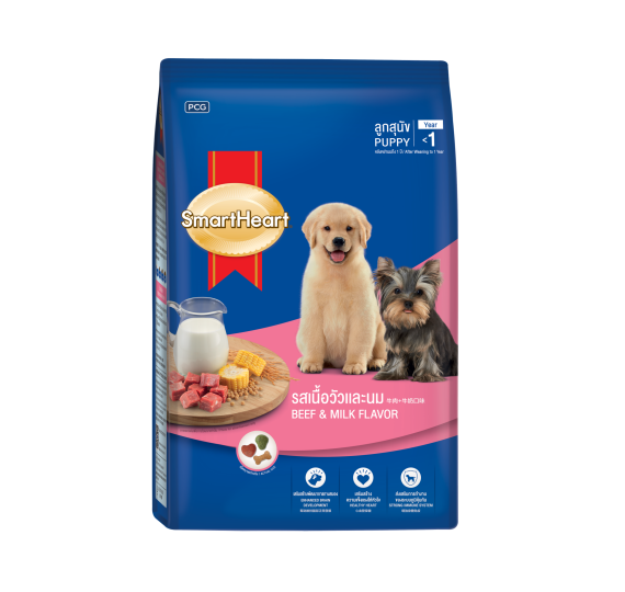 Thức ăn smartheart cho chó con vị bò và sữa