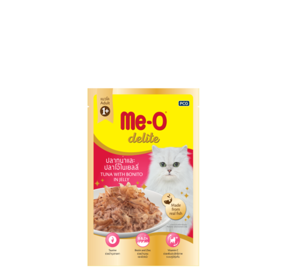 Thức ăn ướt me-o delite hương vị cá ngừ thịt gà xé nấu đông
