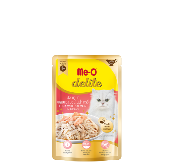 Me-o delite hương vị cá ngừ và cá hồi nấu sốt